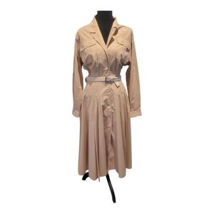 Chaus Tan and Black Dress with Embroidered Detail